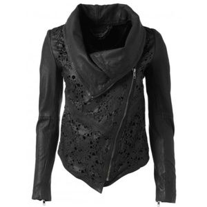 Muubaa black laser cut leather jacket